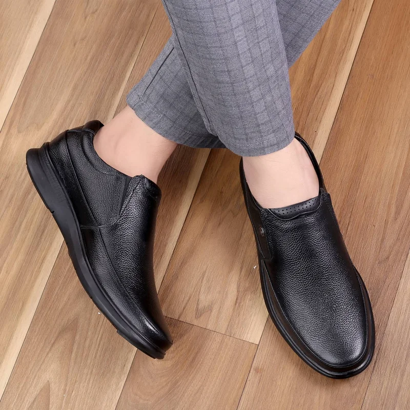 Bacca Bucci Black Leather Office Slip-ons Formal Shoes for Men | Best Price UAE
